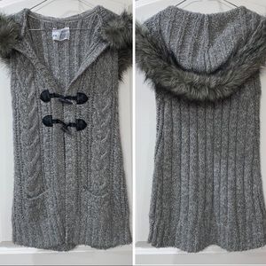 Aeropostale Knit Vest w/Faux Fur Hood